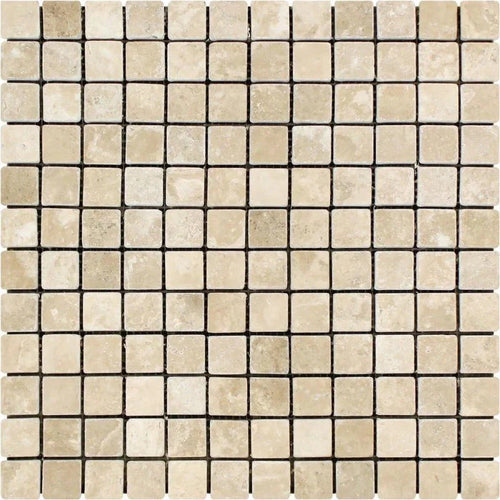 1x1 Tumbled Durango Travertine Mosaic Tile.