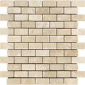 1x2 Tumbled Durango Travertine Brick Mosaic Tile.
