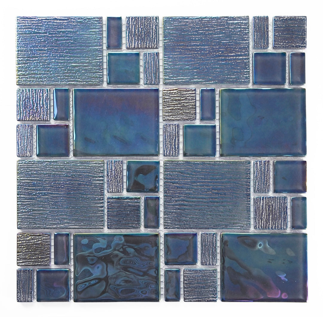 Crystal Aqua Kripton Gray Glass Mosaic Tile