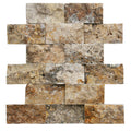 Scabos Travertine 2x4 Split Face Mosaic Tile.