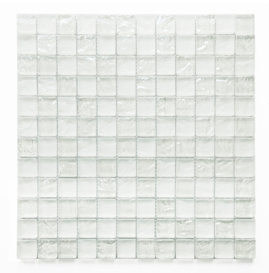 Crystal Aqua Soho White 1x1 Glass Mosaic Tile