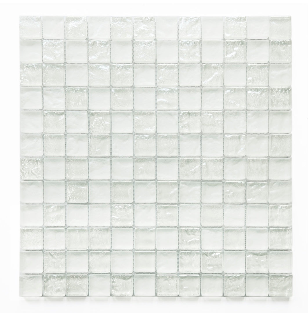 Crystal Aqua Soho White 1x1 Glass Mosaic Tile