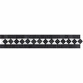 2x12 Honed Bianco Carrara Marble BIAS Border w/ Black Dots.