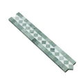2x12 Honed Thassos White Marble BIAS Border w/ Ming Green Dots.