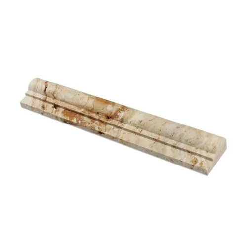 2x12 Honed Valencia Travertine Single-Step Chair Rail Trim.