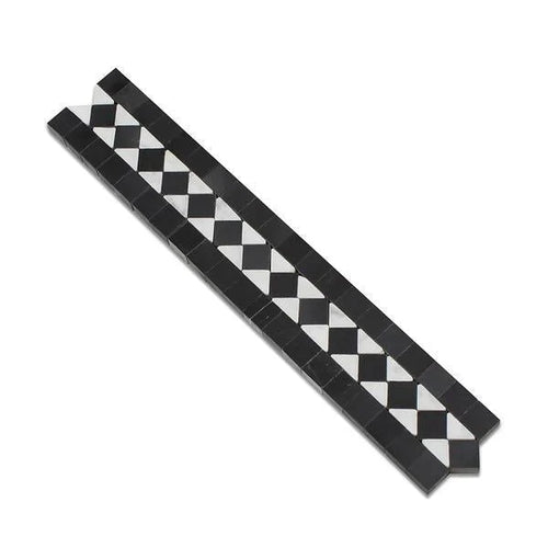 2x12 Polished Bianco Carrara Marble BIAS Border w/ Black Dots.