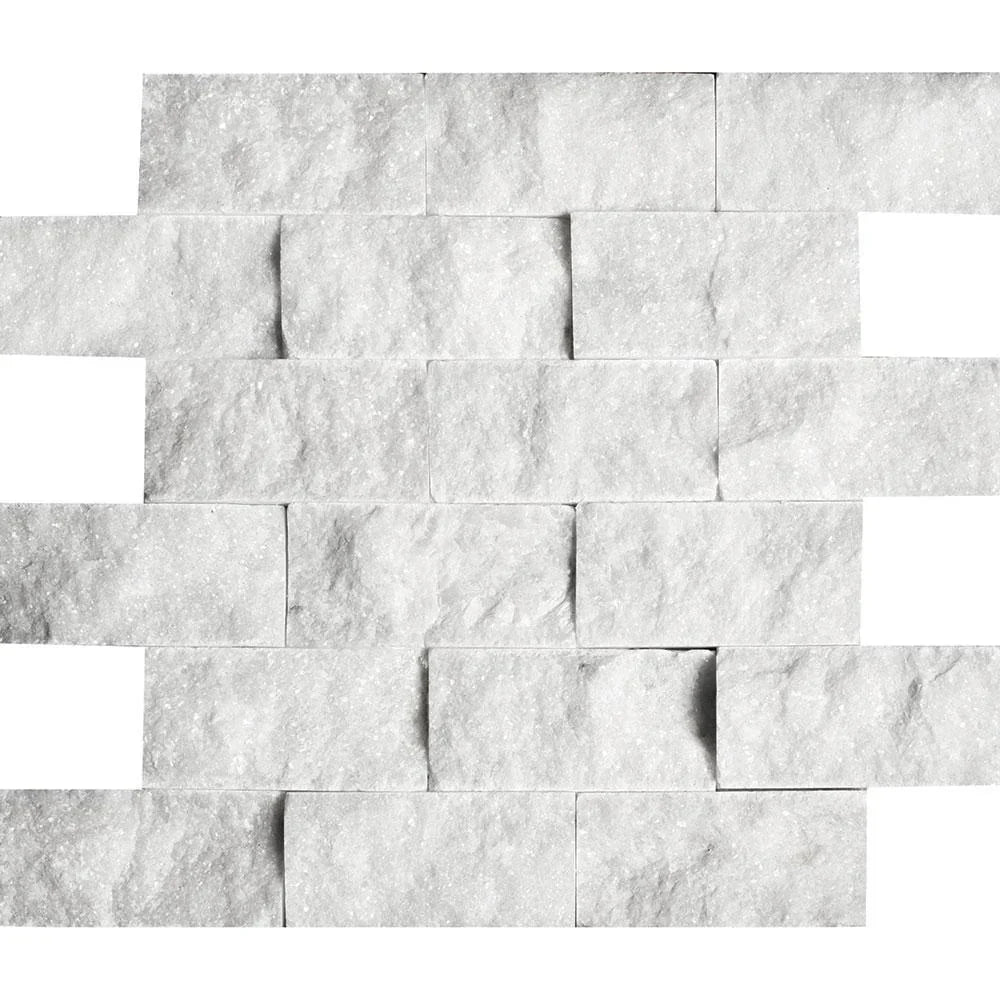 2x4 Split-faced White Marble Bianco.