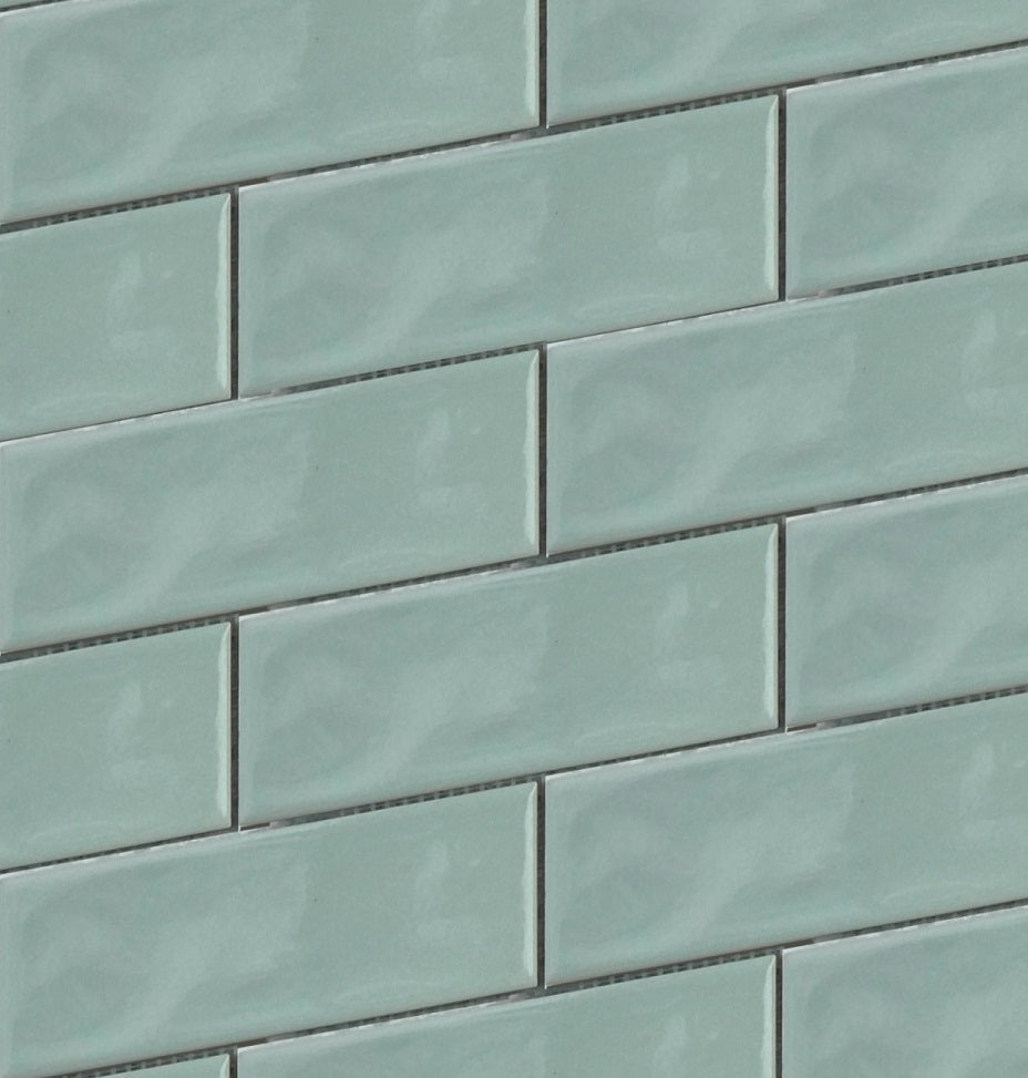 Jade Green 2x6 Beveled Brick Porcelain Mosaic Tile - Onlinetileshop.com