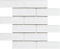 White 2x6 Beveled Brick Porcelain Mosaic Tile - Onlinetileshop.com