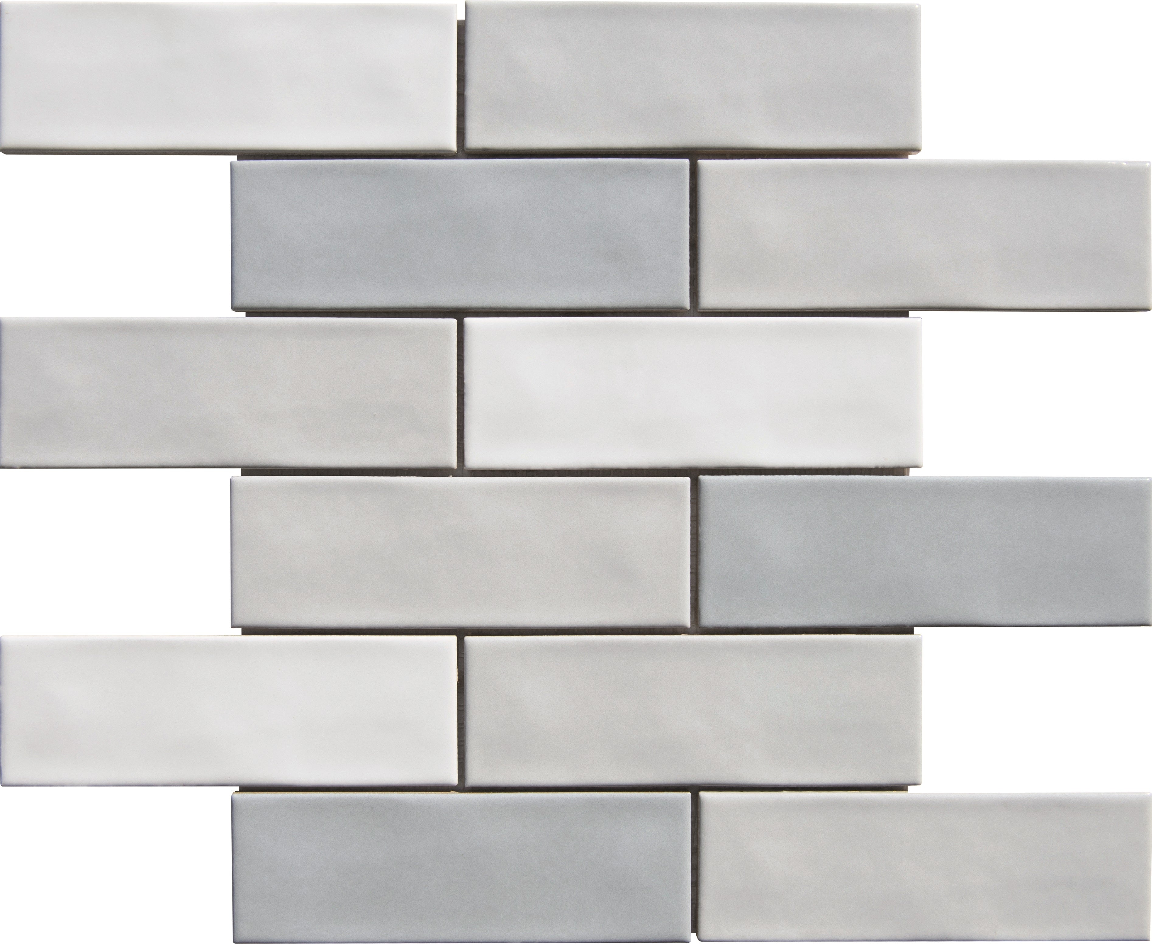 Cloud Silver 2x6 Beveled Brick Porcelain Mosaic Tile - Onlinetileshop.com
