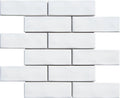 White 2x6 Undulated Brick Porcelain Mosaic Tile - Onlinetileshop.com