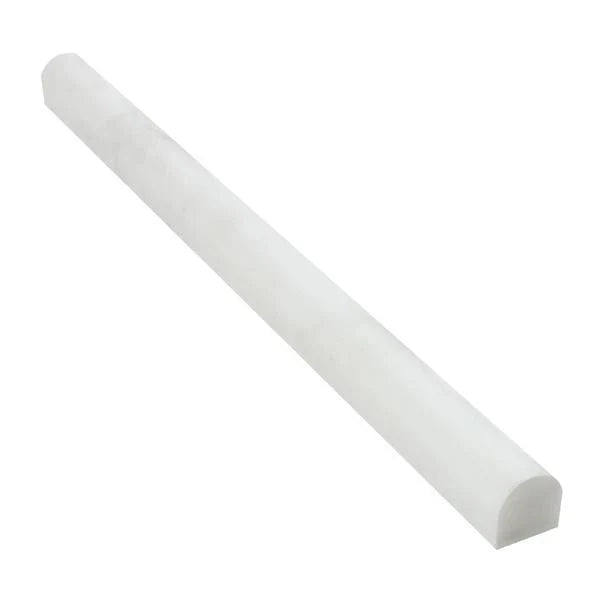 3/4x12 Honed Oriental White Marble Bullnose Liner.