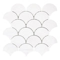 3 Bianco Dolomite Marble Large Fan Shape ( Rain Drop ) Mosaic Tile.