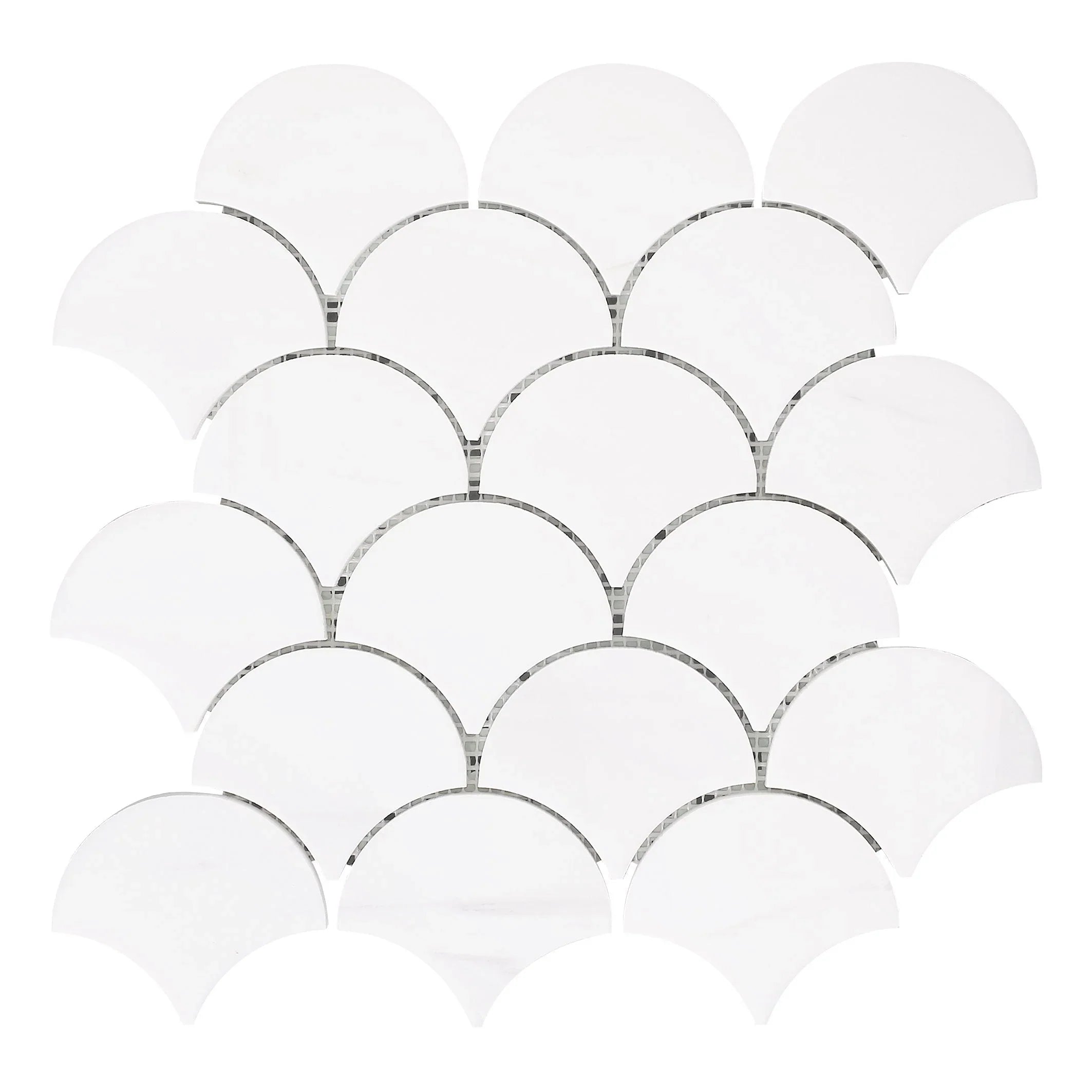 3 Bianco Dolomite Marble Large Fan Shape ( Rain Drop ) Mosaic Tile.