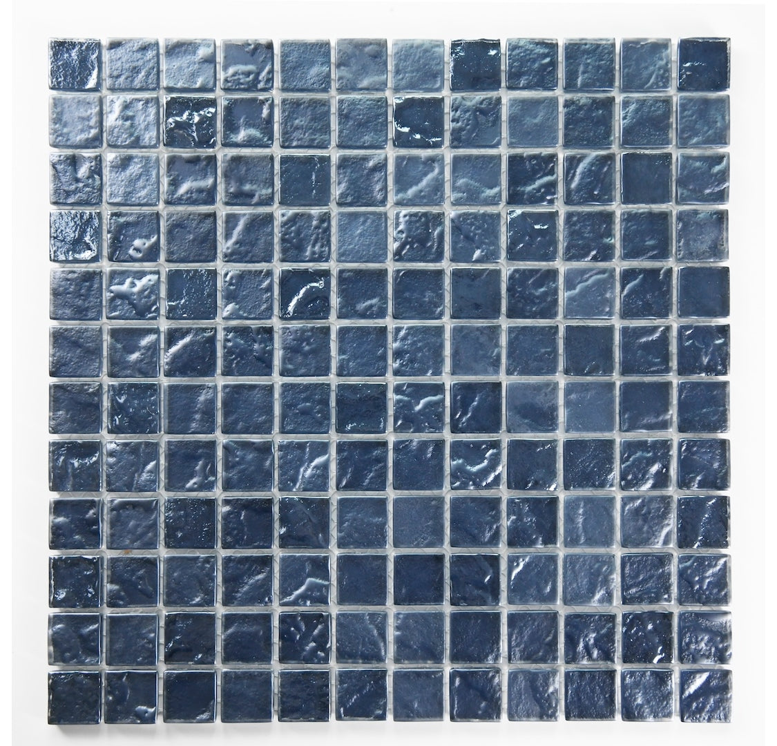 Crystal Aqua Soho Black 1x1 Glass Mosaic Tile