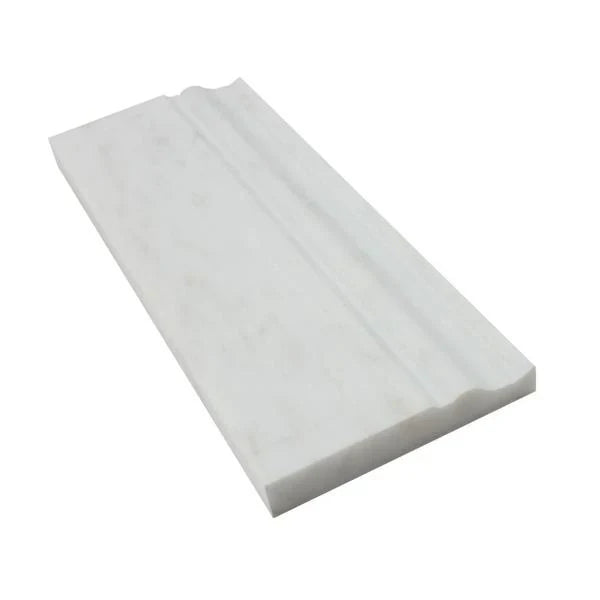 4 3/4x12 Honed Oriental White Marble Baseboard Trim.