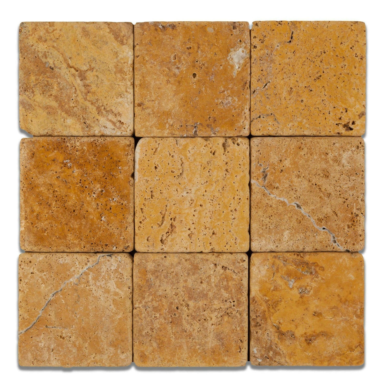 Gold Travertine 4x4 Tumbled Tile