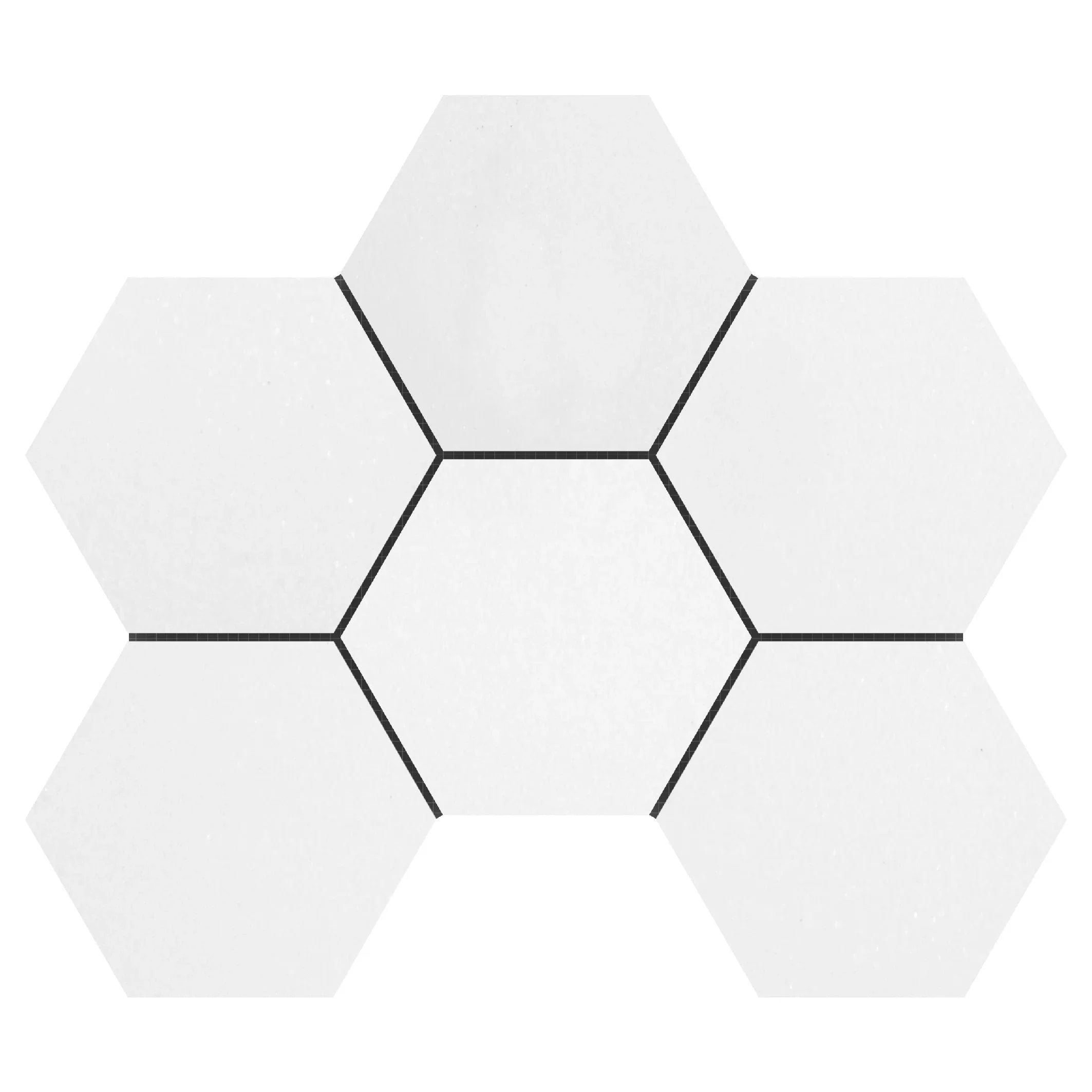 4x4 Thassos White Hexagon Polished Mosaic Tile.