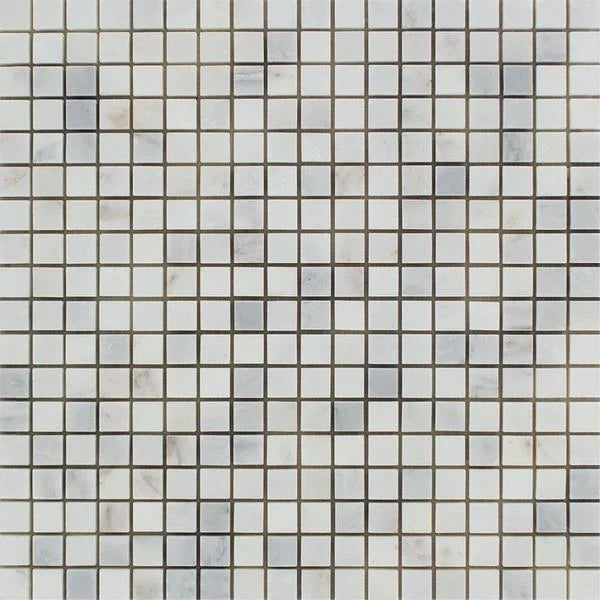 5/8x5/8 Polished Oriental White Marble Mosaic Tile.