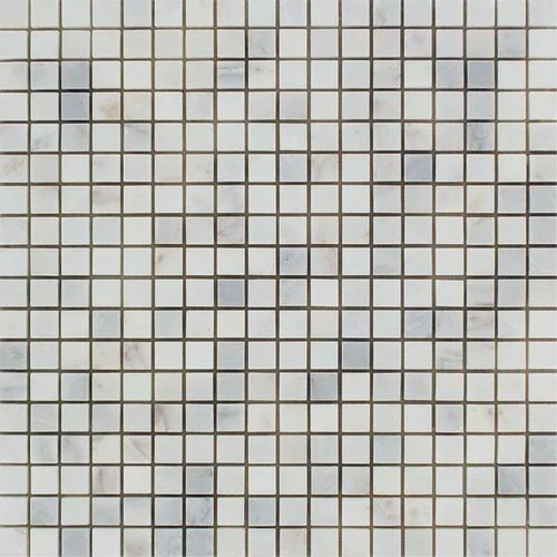 5/8x5/8 Polished Oriental White Marble Mosaic Tile.