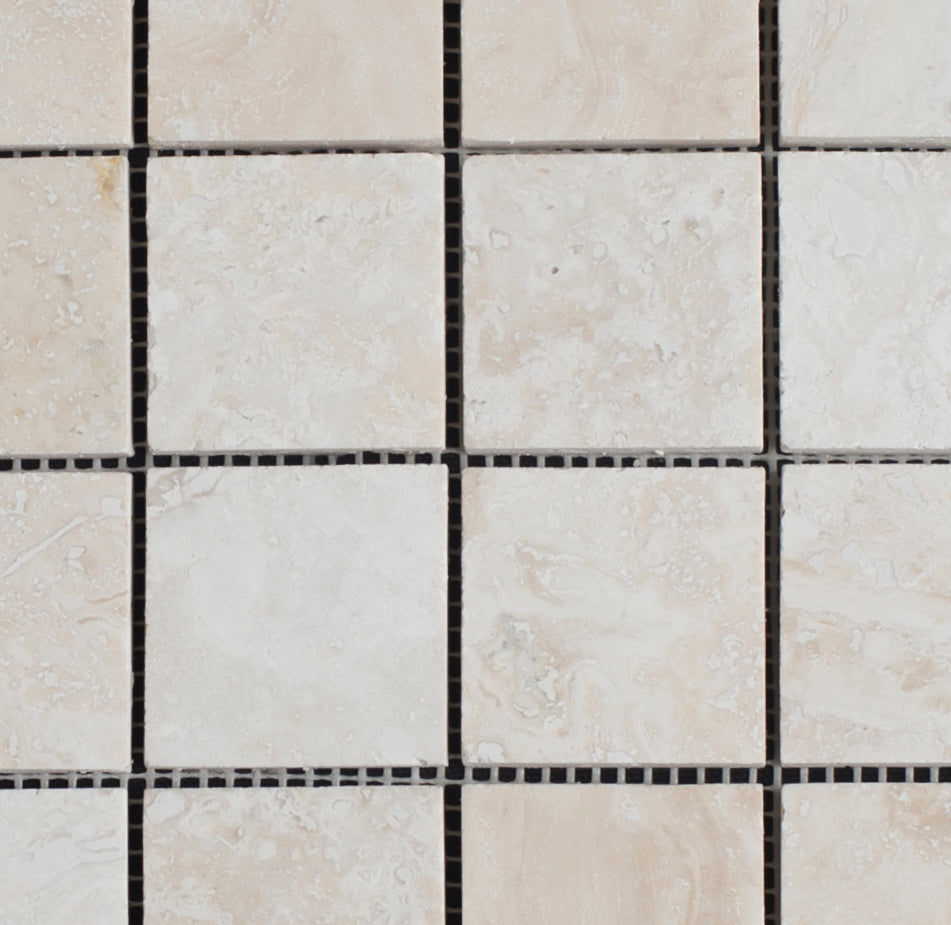 Cream Light Bianco 2x2 Honed and Filled Mosaic Tile