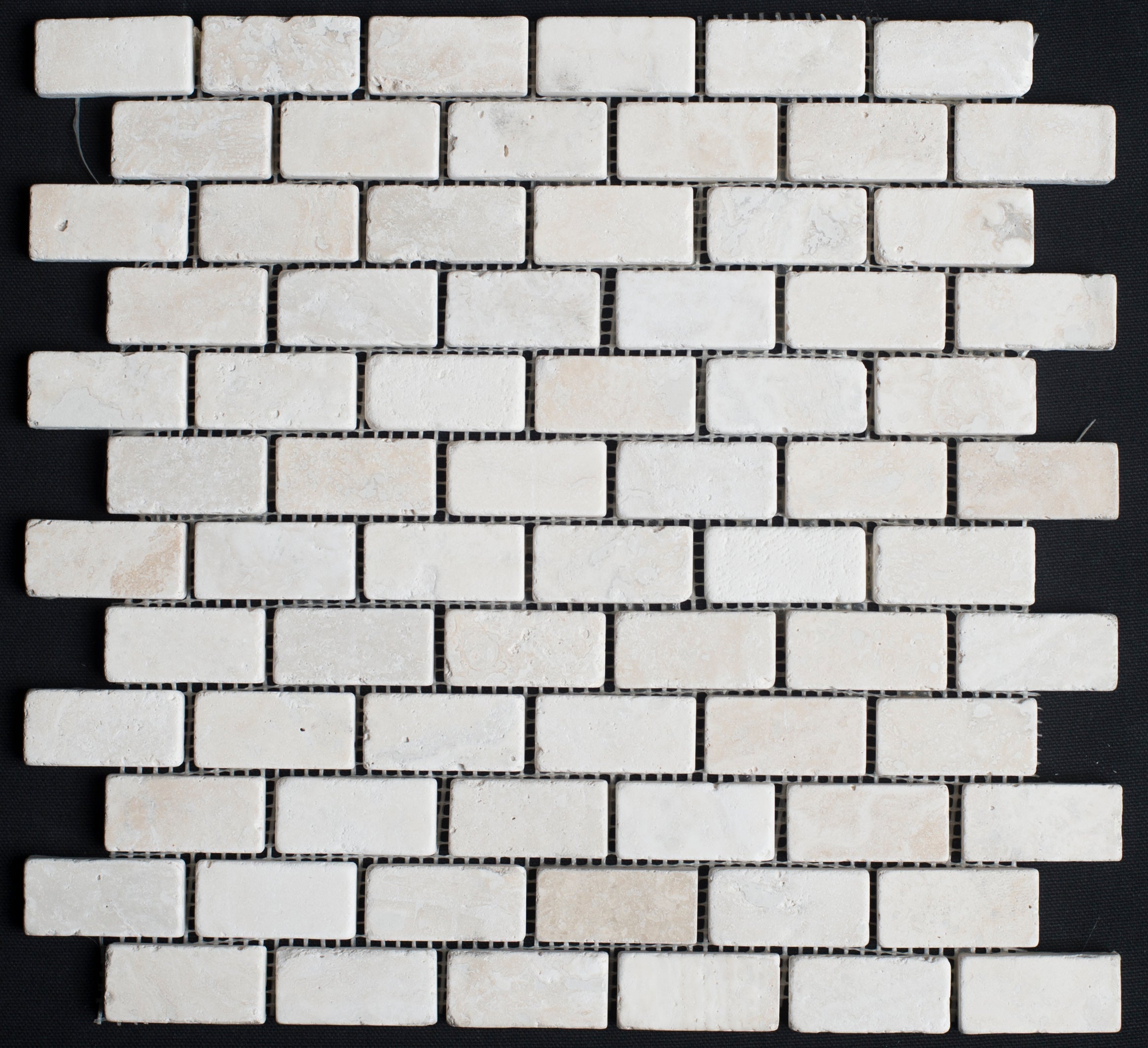 Cream Light Bianco 1x2 Tumbled Mosaic Tile