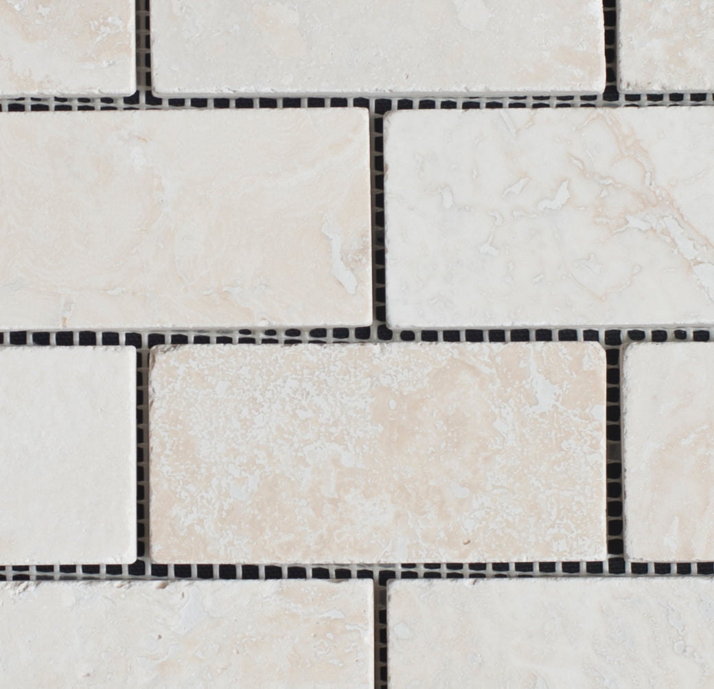 Cream Light Bianco 3x6 Tumbled Mosaic Tile