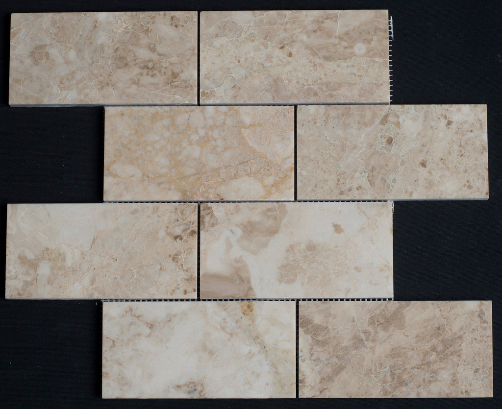 Adella Cappuccino Collection 3x6 Polished Mosaic Tile - stoneandtiledepot.com