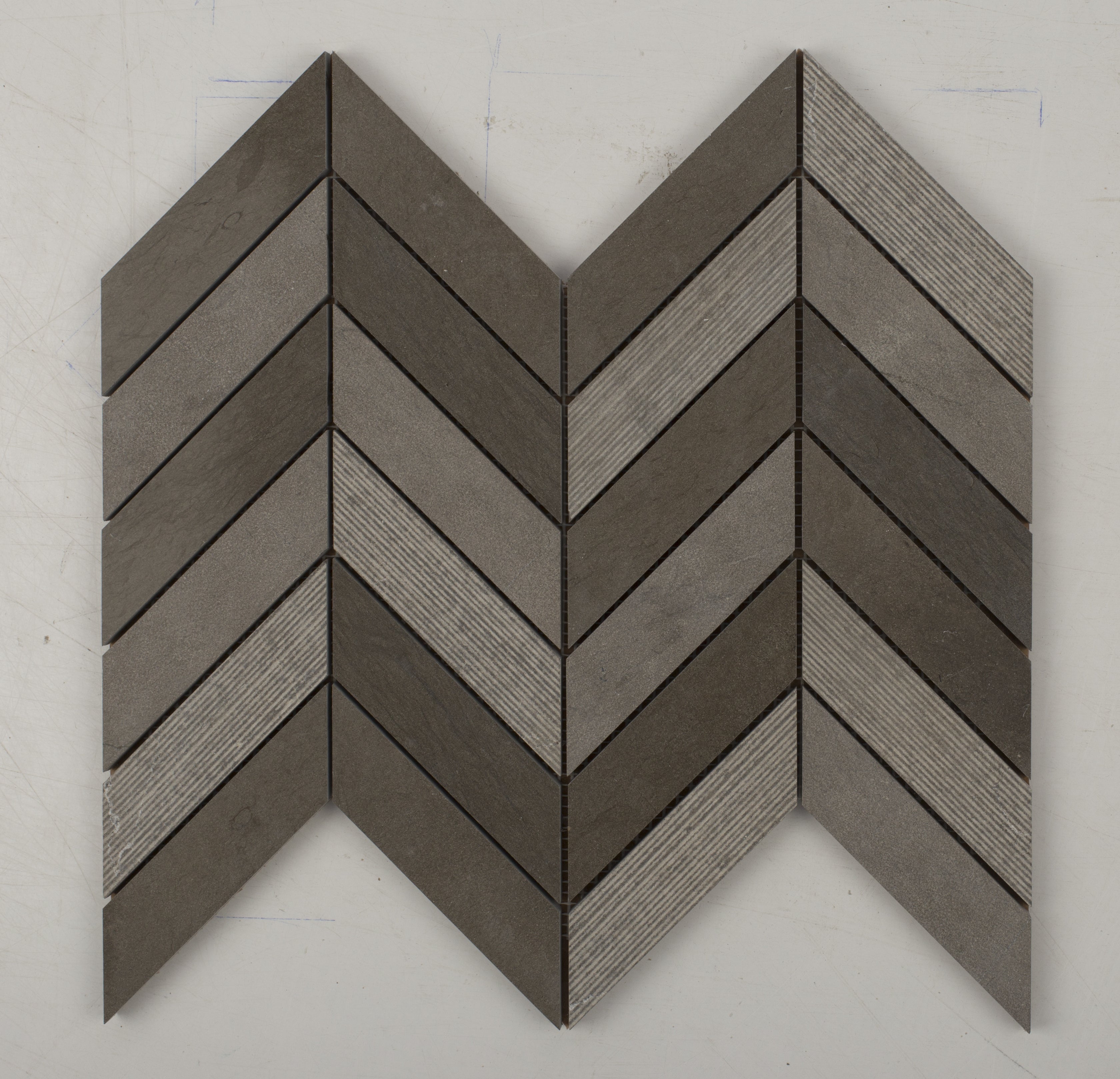 Foussana Grey Chevron Limestone Mosaic Tile