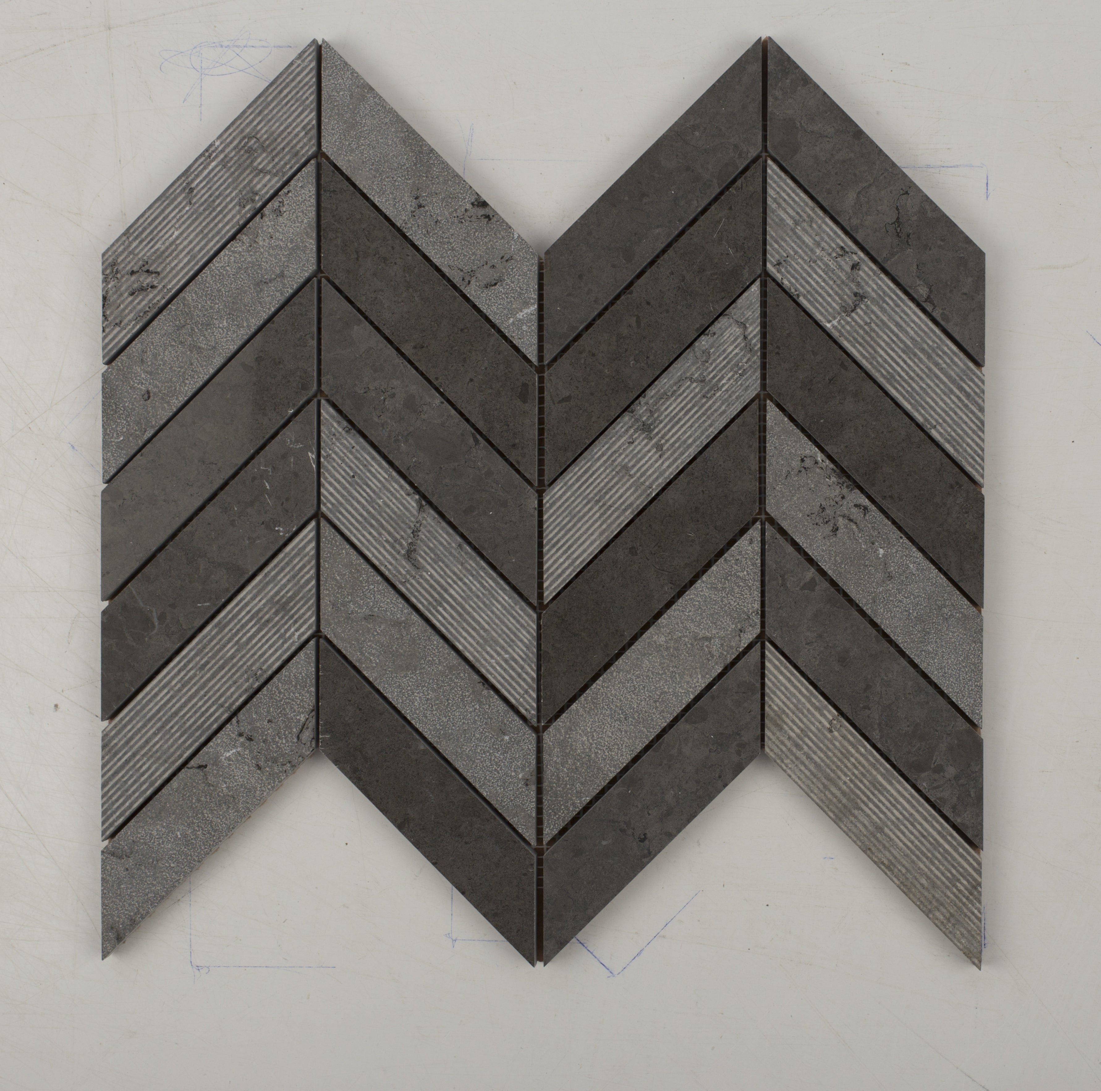 Chevron-patterned wooden look tile