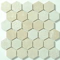 Coastal 2x2 Hexagon Mixed Surfaces Marble Mosaic Tile