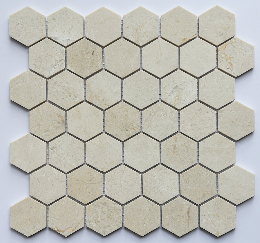 Crema Marfil Marble 2x2 Hexagon Honed Mosaic Mosaic Tile