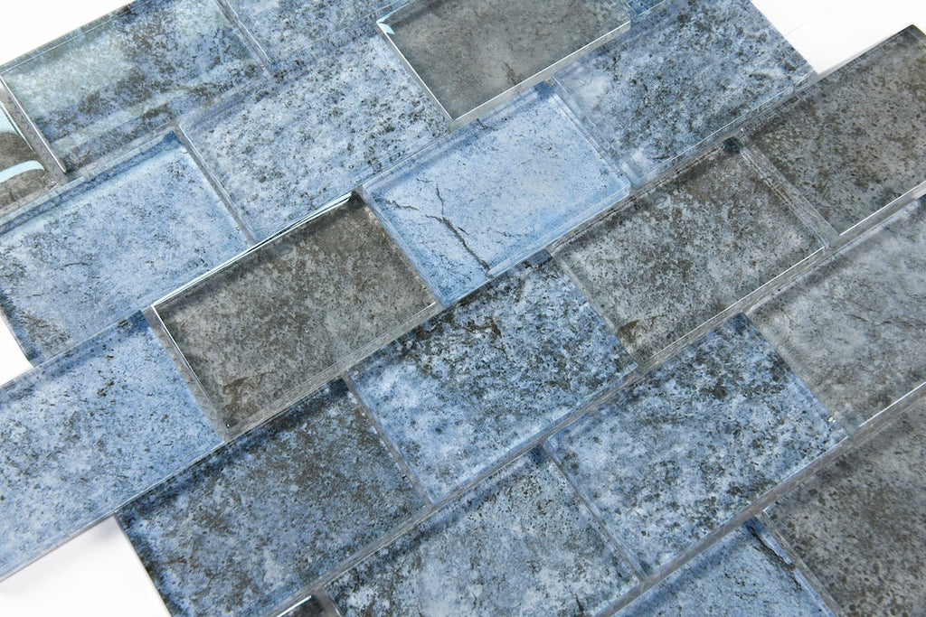 Crystal Aqua Diana Blue 2X3 Glass Mosaic Tile