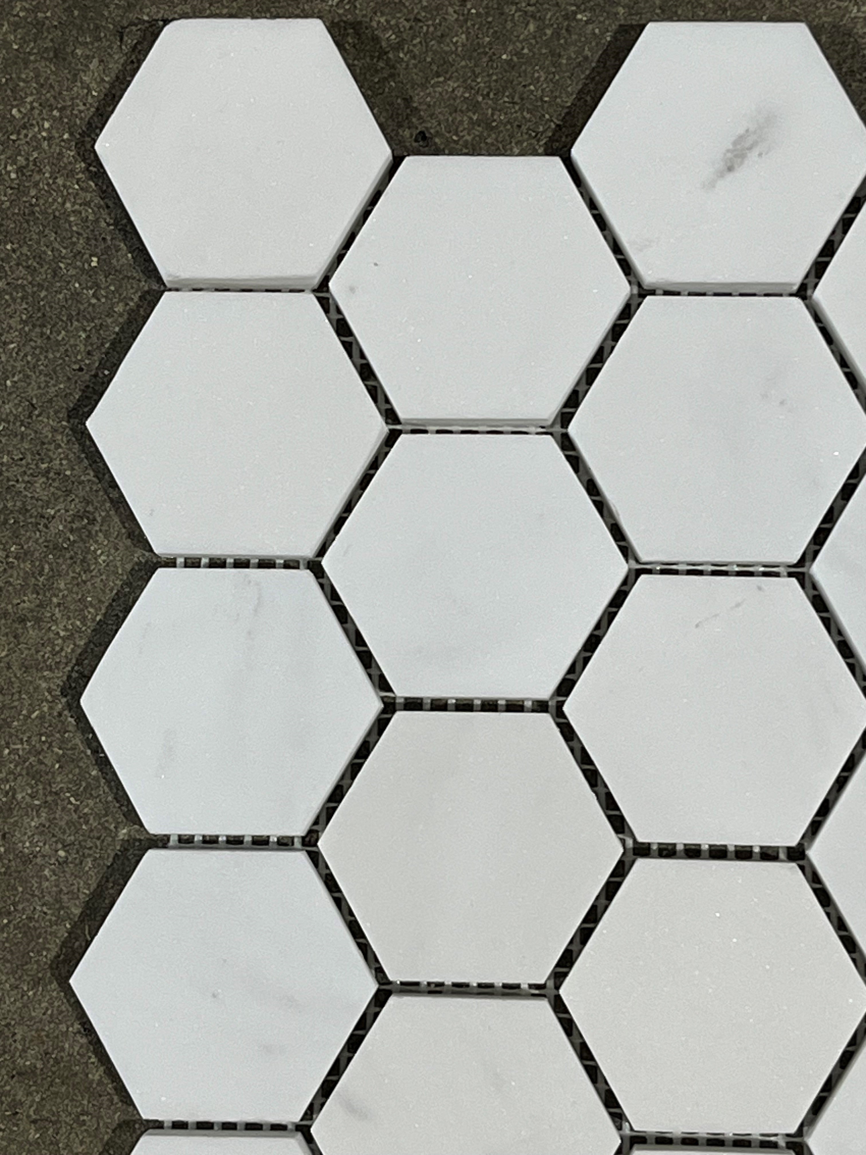 Dolomite Pearl Marble 2x2 Hexagon Honed Mosaic Tile