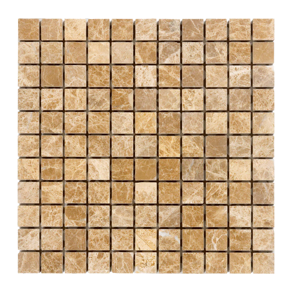 Emperador Light  Marble 1x1 Honed Mosaic Tile - stoneandtiledepot.com