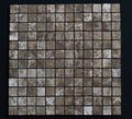 Emperador Dark Spanish Marble 1x1 Polished Mosaic Tile