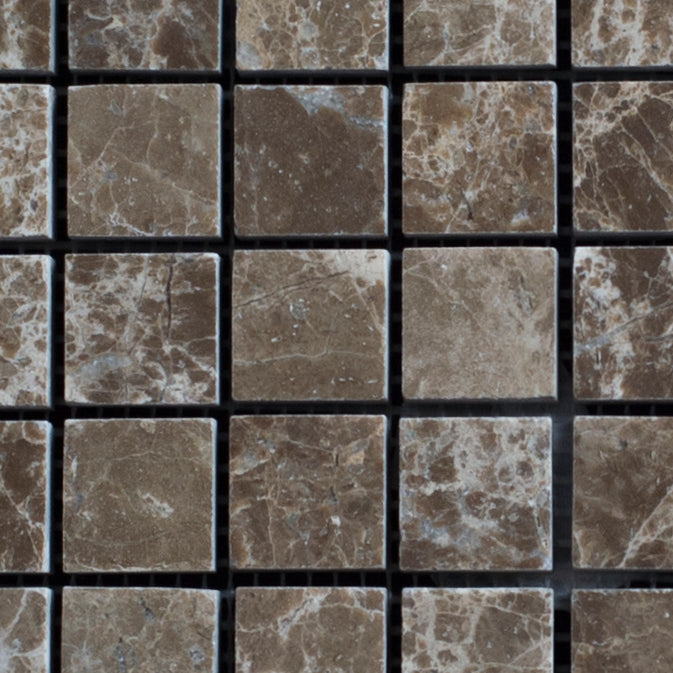 Emperador Dark Spanish Marble 1x1 Polished Mosaic Tile