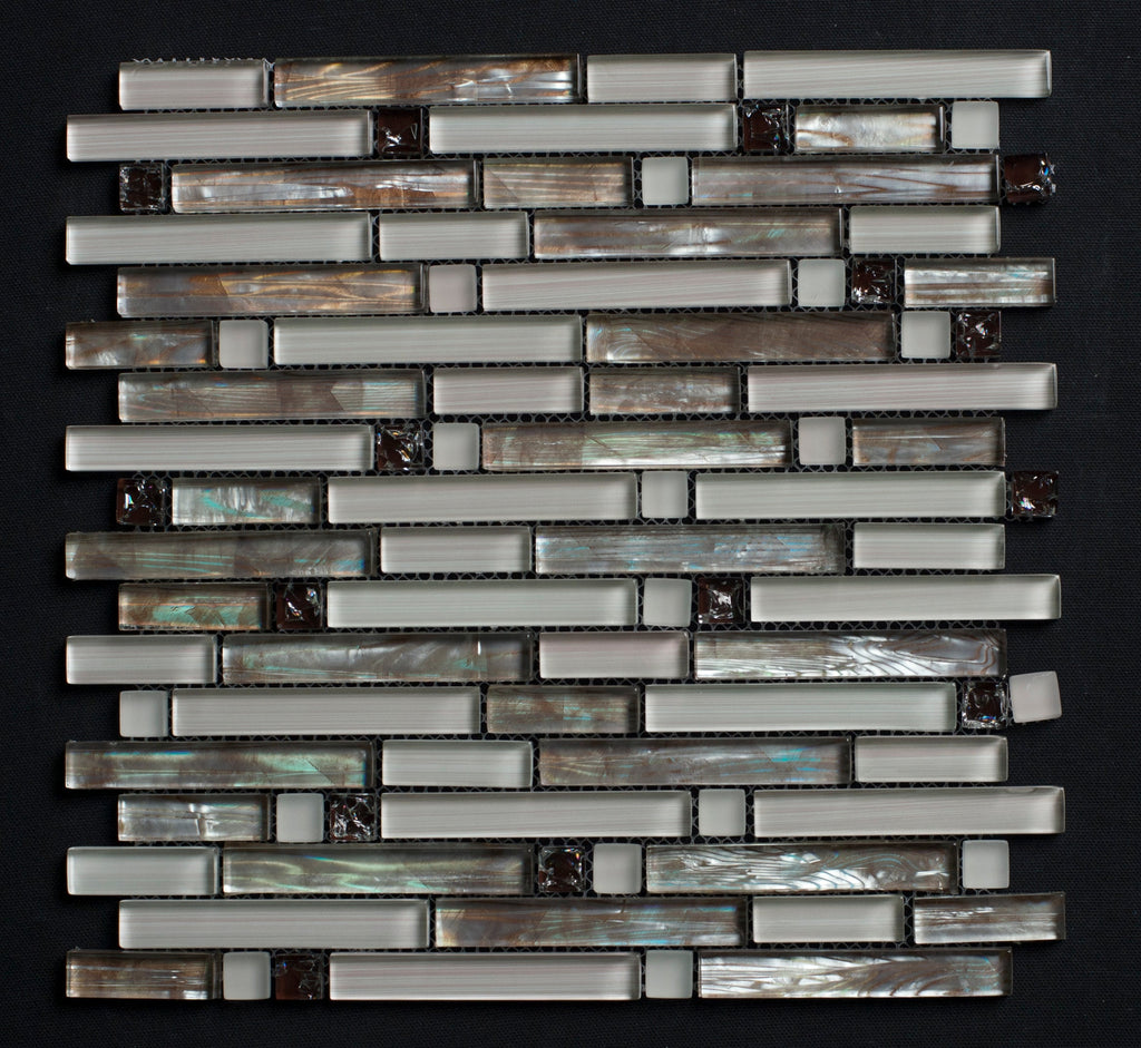 Glass mosaic tile pattern on a black background