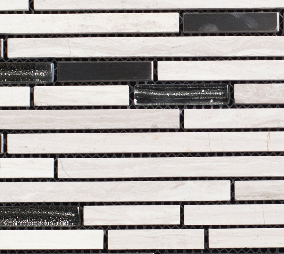 Black and white mosaic tile pattern