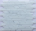 Mosaic tile pattern with horizontal strips on a white background