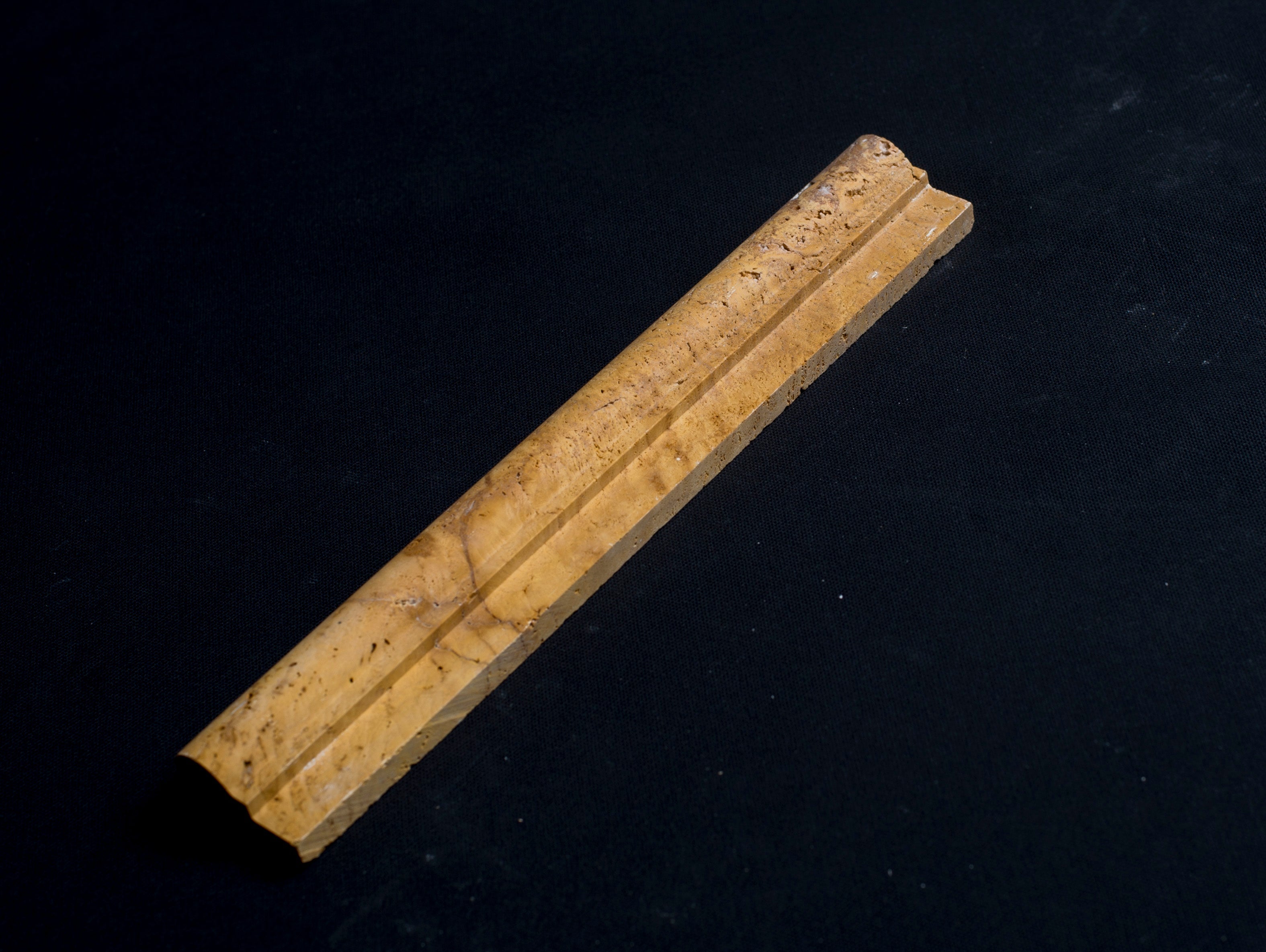 Gold Travertine Ogee Edge 2x12 Honed and Unfilled Mosaic Tile