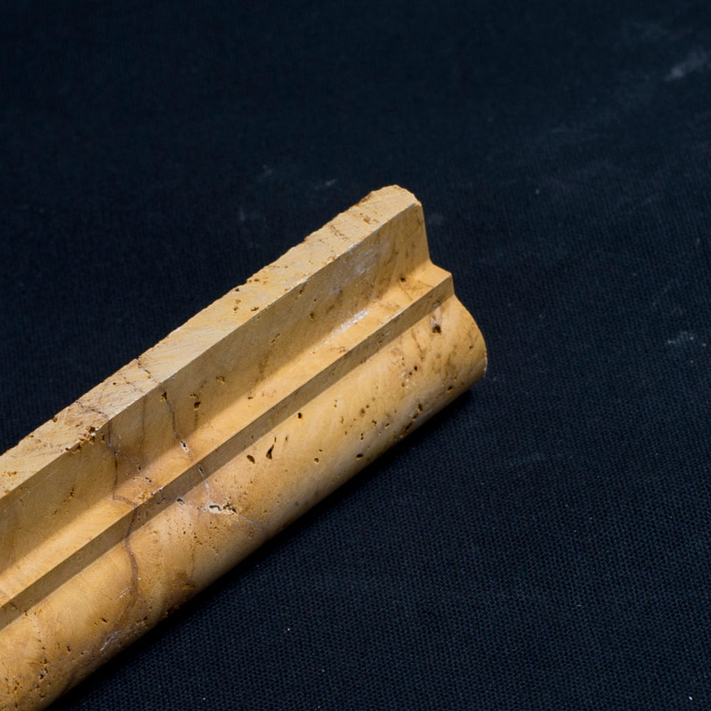 Gold Travertine Ogee Edge 2x12 Honed and Unfilled Mosaic Tile
