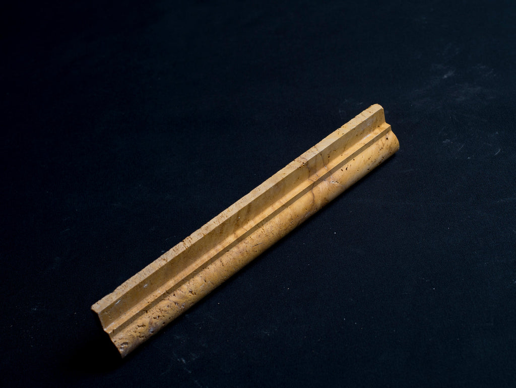 Gold Travertine Ogee Edge 2x12 Honed and Unfilled Mosaic Tile