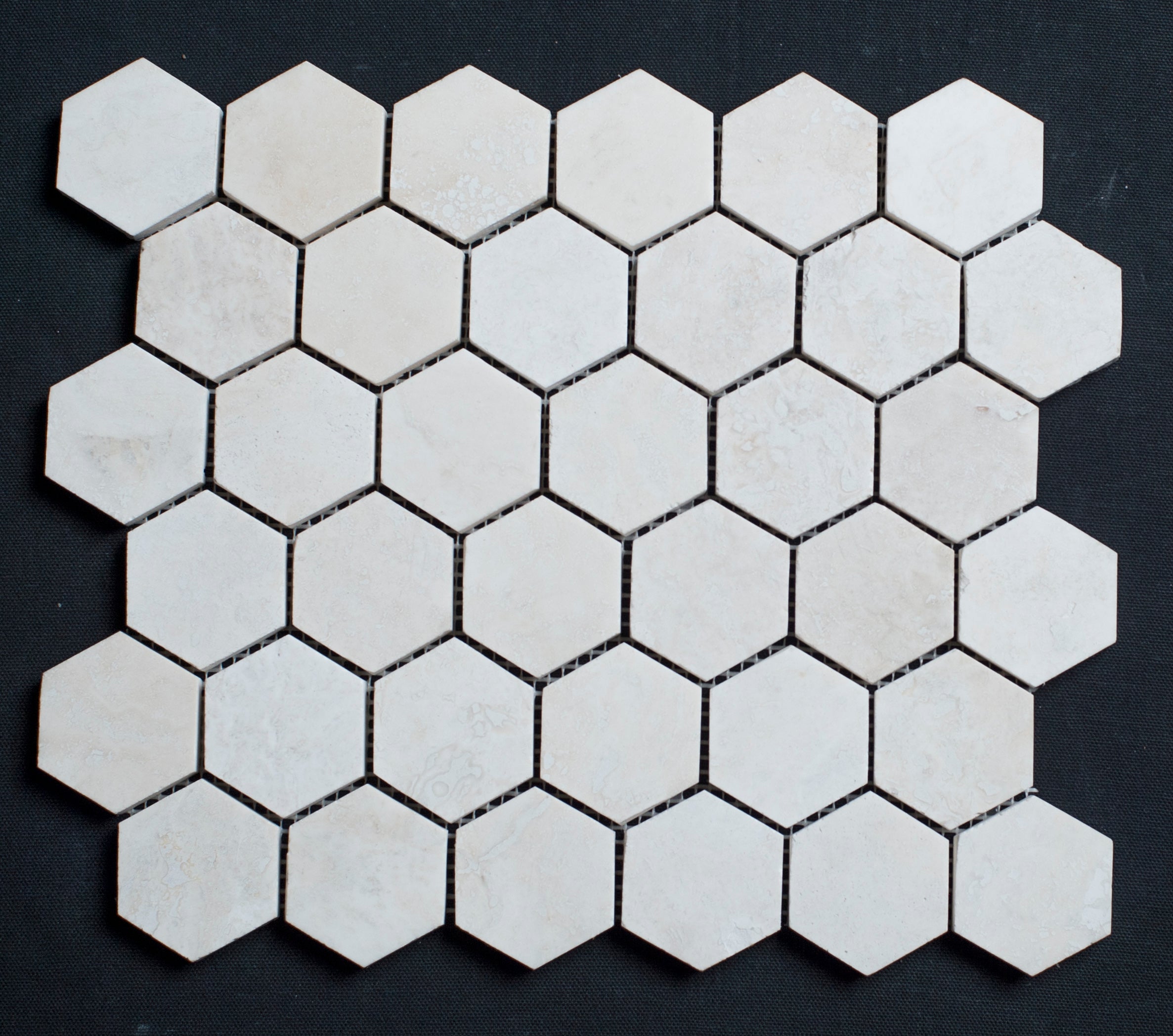 Cream Light Bianco Hexagon Honed and Filled Mosaic Tile