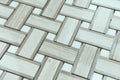 Haisa Light Marble Basketweave White Dots Honed Mosaic Tile