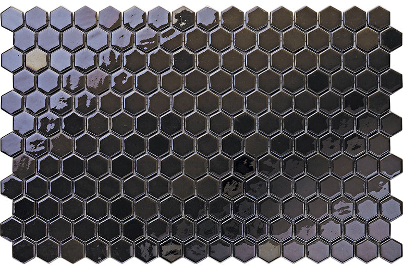 Hexa Midnight Blue Glass Mosaic Tile