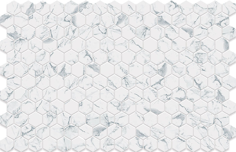 Hexa Calacatta Look Matte Glass Mosaic Tile