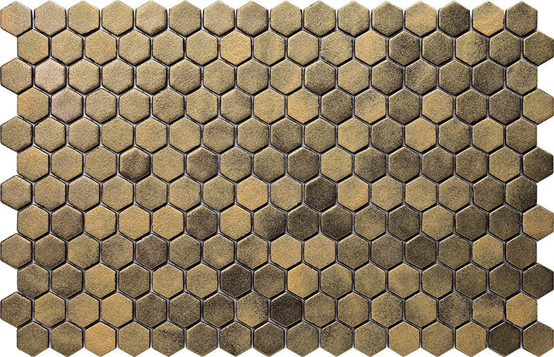Hexa Sugar Antique Gold Matte Glass Mosaic Tile
