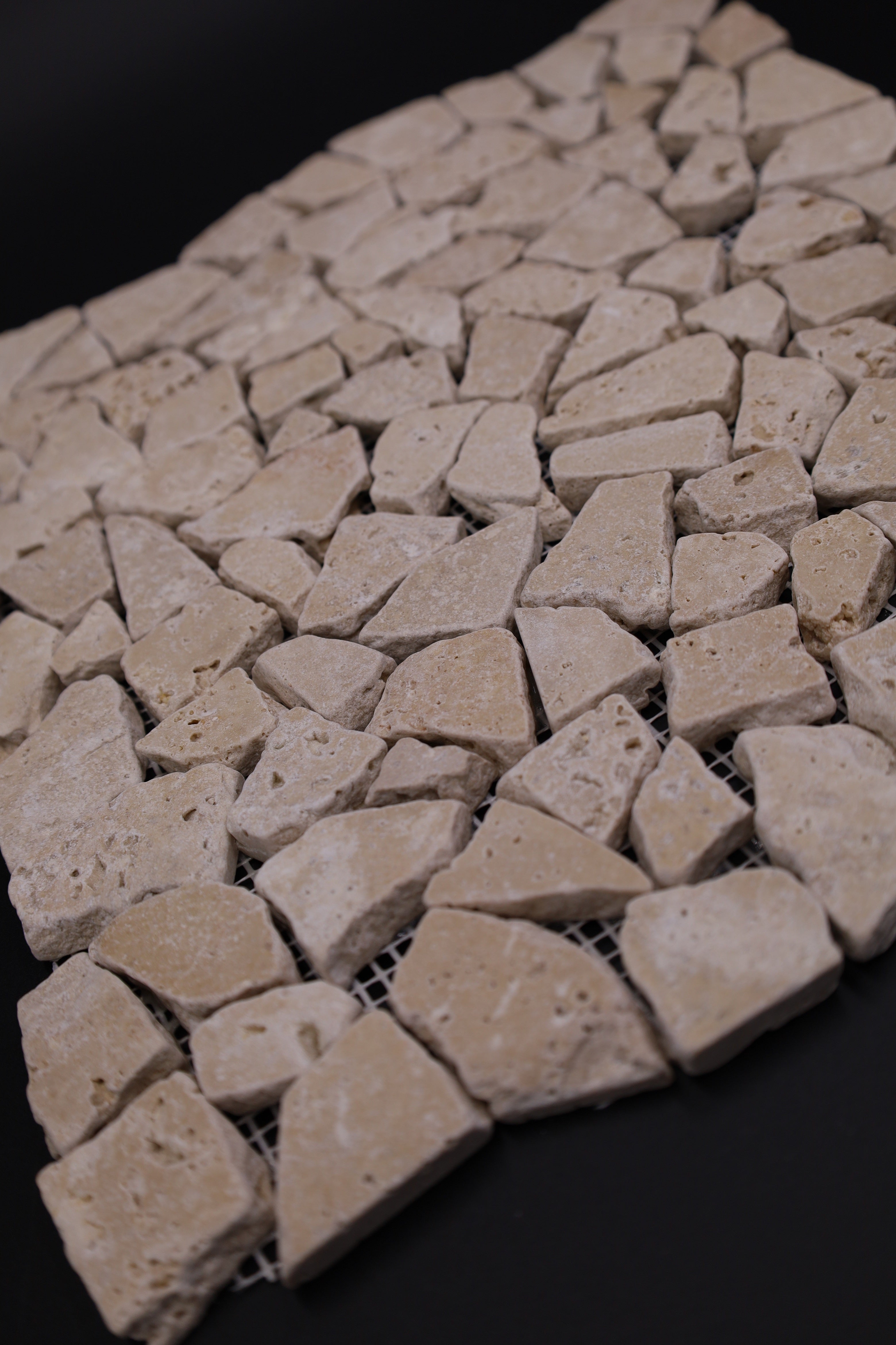 Noce Travertine Flat Pebble Broken Random Mosaic Tile - stoneandtiledepot.com