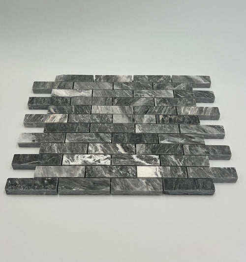 Bardiglio Marble 1x3 Stacked Brick Mosaic Tile - stoneandtiledepot.com